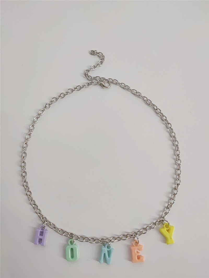 Letter pendant multicolor necklace