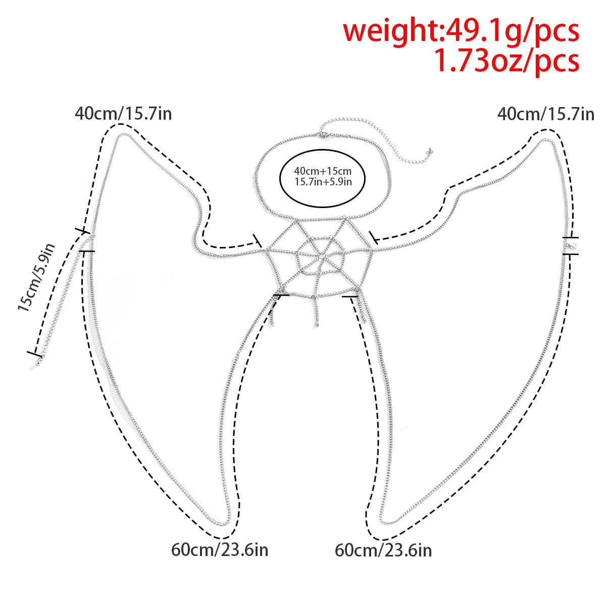 Cadena metálica para el cuerpo con forma de telaraña 