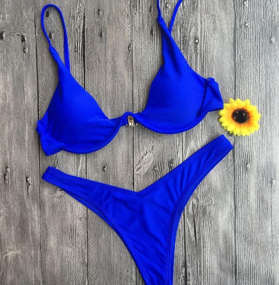 Push up solid bikini