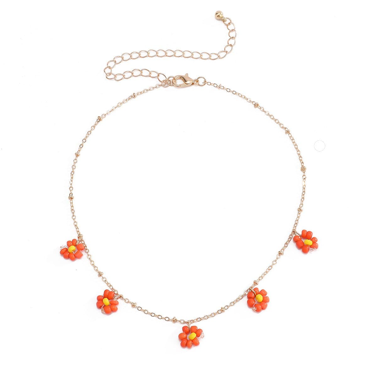 Flower pendant multicolor necklace