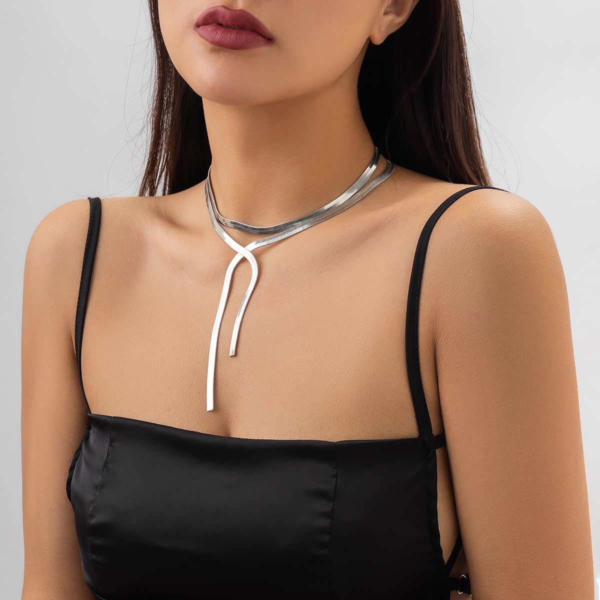 Snake cross layered choker necklace