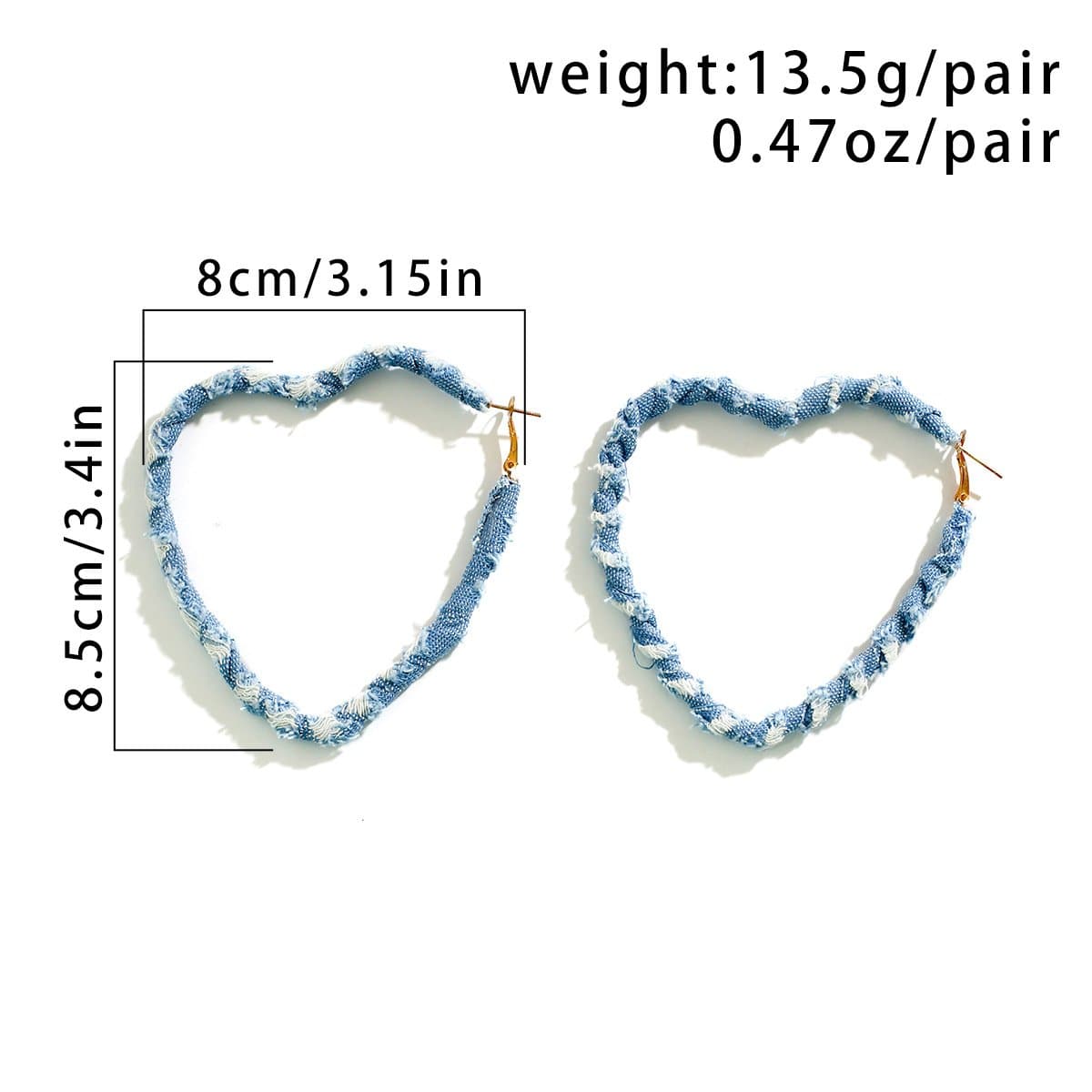 Denim heart earrings