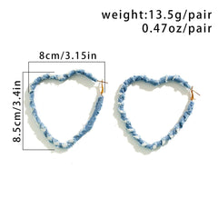 Denim heart earrings