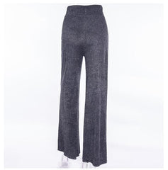 Textured zip-up high rise wide leg pant