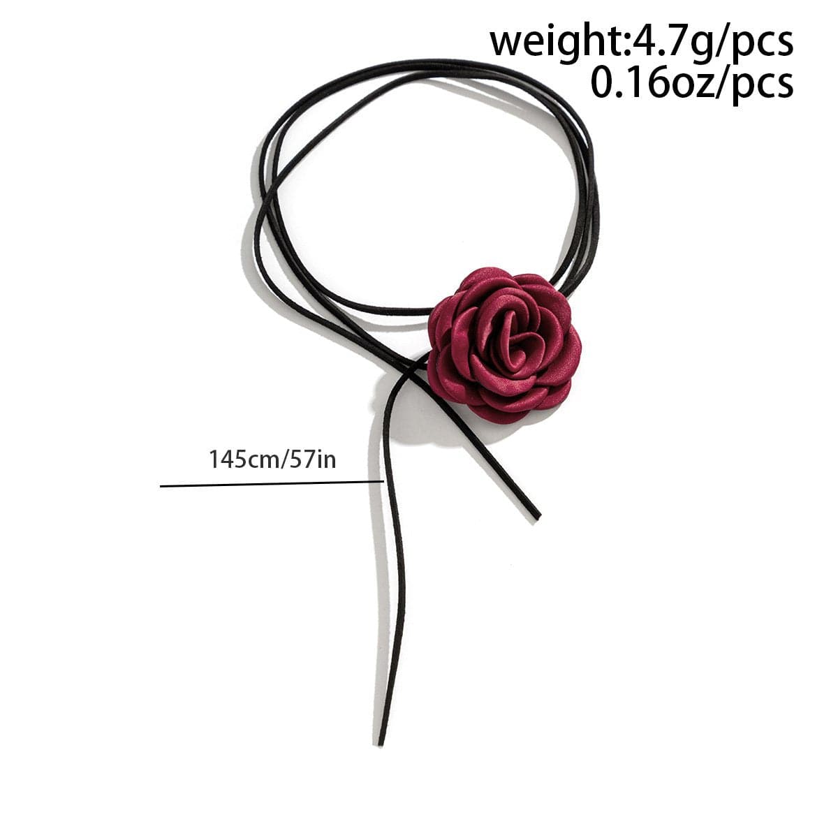 Rose applique contrast self tie choker necklace